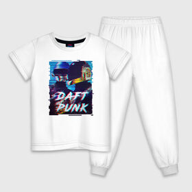 Детская пижама хлопок с принтом Daft Punk в Санкт-Петербурге, 100% хлопок |  брюки и футболка прямого кроя, без карманов, на брюках мягкая резинка на поясе и по низу штанин
 | da funk | daft punk | daftpunk | epilogue | get lucky | instant crush | lose yourself to dance | music | one more time | ги мануэл де омем кристо | дафт панк | дафтпанк | том бангальтер