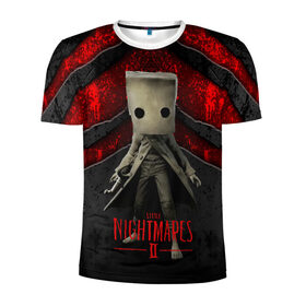 Мужская футболка 3D спортивная с принтом Little Nightmares 2 в Санкт-Петербурге, 100% полиэстер с улучшенными характеристиками | приталенный силуэт, круглая горловина, широкие плечи, сужается к линии бедра | little nightmares | игра | страшилка | страшная игра | ужас | хоррор