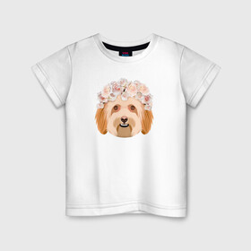 Детская футболка хлопок с принтом Романтичная девочка  в Санкт-Петербурге, 100% хлопок | круглый вырез горловины, полуприлегающий силуэт, длина до линии бедер | весенняя | домашние | животные | летняя | милая. | мода 2021 | простая | пушистые | терьер