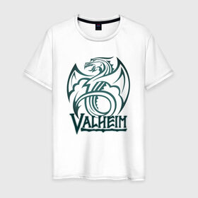Мужская футболка хлопок с принтом Valheim Dragon в Санкт-Петербурге, 100% хлопок | прямой крой, круглый вырез горловины, длина до линии бедер, слегка спущенное плечо. | fantasy | mmo | valheim | valve | валхейм | вальхейм | викинги | выживалка | игра | королевская битва | ммо | ролевая игра | фэнтази