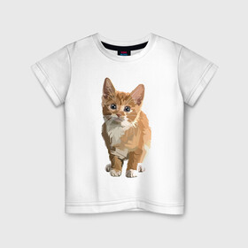 Детская футболка хлопок с принтом Котик в Санкт-Петербурге, 100% хлопок | круглый вырез горловины, полуприлегающий силуэт, длина до линии бедер | Тематика изображения на принте: cat | кот | котенок | котэ | рыжий котик