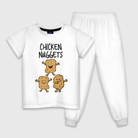 Детская пижама хлопок с принтом Веселые наггетсы в Санкт-Петербурге, 100% хлопок |  брюки и футболка прямого кроя, без карманов, на брюках мягкая резинка на поясе и по низу штанин
 | chicken nuggets | еда | живая еда | наггетсы | чикен наггетс