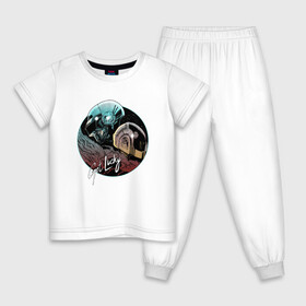 Детская пижама хлопок с принтом Get Lucky в Санкт-Петербурге, 100% хлопок |  брюки и футболка прямого кроя, без карманов, на брюках мягкая резинка на поясе и по низу штанин
 | Тематика изображения на принте: cyberpunk | daft | daftpunk | electronic | get | guy | guy manuel | human | lucky | music | punk | robot | rock | thomas | дафт | дафтпанк | киберпанк | музыка | ню диско | панк | робот | рок | техно | томас | электро | электроник рок