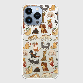 Чехол для iPhone 13 Pro с принтом узор песики собачки гав в Санкт-Петербурге,  |  | ветеринару | гав | животные домашние | заводчику | заводчице | любителю собак | млекопитающее | мопс | мультипликационный персонаж | мультяшная собака | песики | питомцы | псы | собакены | собаки