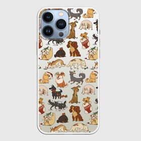 Чехол для iPhone 13 Pro Max с принтом узор песики собачки гав в Санкт-Петербурге,  |  | ветеринару | гав | животные домашние | заводчику | заводчице | любителю собак | млекопитающее | мопс | мультипликационный персонаж | мультяшная собака | песики | питомцы | псы | собакены | собаки