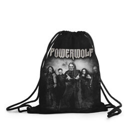 Рюкзак-мешок 3D с принтом Powerwolf в Санкт-Петербурге, 100% полиэстер | плотность ткани — 200 г/м2, размер — 35 х 45 см; лямки — толстые шнурки, застежка на шнуровке, без карманов и подкладки | heavy metal | metal | powerwolf | группы | метал | музыка | пауэр метал | рок | хеви метал