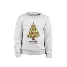 Детский свитшот хлопок с принтом Avocado Christmas Tree в Санкт-Петербурге, 100% хлопок | круглый вырез горловины, эластичные манжеты, пояс и воротник | claus | cute | nature | new year | santa | tree | авокадо | адвокадо | дед мороз | дед отмороз | ёлка | ель | из авокадо | колпак | косточка | милота | милые авокадо | новый год | прикол | природа | рождественское дерево