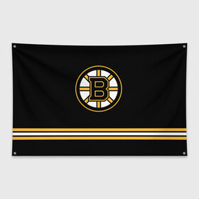 Флаг-баннер с принтом Бостон Брюинз (Форма1) в Санкт-Петербурге, 100% полиэстер | размер 67 х 109 см, плотность ткани — 95 г/м2; по краям флага есть четыре люверса для крепления | nhl | бостон брюинз | бостон брюинз форма | нхл | хоккей