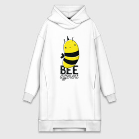 Платье-худи хлопок с принтом Be Different   Прикол с пчелой в Санкт-Петербурге,  |  | art | bee | cute | hornet | lettering | pun | retro | vintage | wasp | арт | будь другим | будь разным | винтаж | все разные | выделяйся | игра слов | иллюстрация | каламбур | леттеринг | насекомое | оса | отличайся | пчела | пчелка