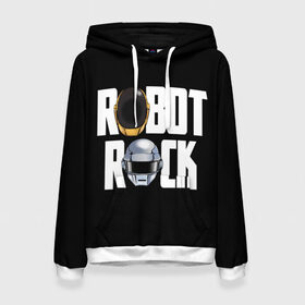 Женская толстовка 3D с принтом Robot Rock в Санкт-Петербурге, 100% полиэстер  | двухслойный капюшон со шнурком для регулировки, мягкие манжеты на рукавах и по низу толстовки, спереди карман-кенгуру с мягким внутренним слоем. | cyberpunk | daft | daftpunk | electronic | get | guy | guy manuel | human | lucky | music | punk | robot | rock | thomas | дафт | дафтпанк | киберпанк | музыка | ню диско | панк | робот | рок | техно | томас | электро | электроник рок
