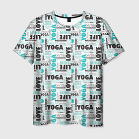 Мужская футболка 3D с принтом YOGA в Санкт-Петербурге, 100% полиэфир | прямой крой, круглый вырез горловины, длина до линии бедер | Тематика изображения на принте: аум | брахма | будда | буддист | веган | вишну | ганеша | гимнастика | индиго | индуизм | инь янь | йога | лотос | мантра | медитация | нирвана | ом | просветление | психоделика | санскрит | третий глаз