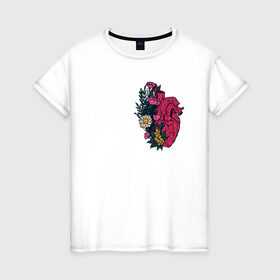 Женская футболка хлопок с принтом Heart в Санкт-Петербурге, 100% хлопок | прямой крой, круглый вырез горловины, длина до линии бедер, слегка спущенное плечо | flo | flowers | растения | флористика | цветение | цветы