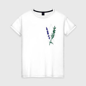 Женская футболка хлопок с принтом Лаванда в Санкт-Петербурге, 100% хлопок | прямой крой, круглый вырез горловины, длина до линии бедер, слегка спущенное плечо | flo | flowers | растения | флористика | цветение | цветы
