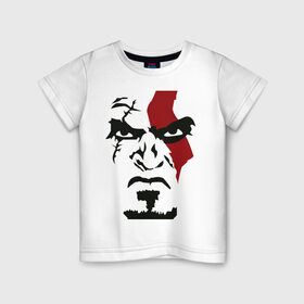 Детская футболка хлопок с принтом Кратос - Бог войны - Kratos в Санкт-Петербурге, 100% хлопок | круглый вырез горловины, полуприлегающий силуэт, длина до линии бедер | game | god of war | kratos | бог войны | злость | игра | контуры | кратос | лицо