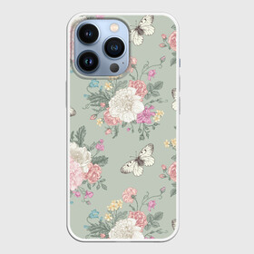 Чехол для iPhone 13 Pro с принтом бабочки в цветах в Санкт-Петербурге,  |  | 8 марта | бабочки | весна | девушке | женский | мама | пионы | подарок | розы | топ | тренд | феминизм | цветы