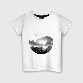 Детская футболка хлопок с принтом Абстрактная природа в Санкт-Петербурге, 100% хлопок | круглый вырез горловины, полуприлегающий силуэт, длина до линии бедер | абстракция | азиатский | арт | минимализм | пейзаж | природа | рисунок | хипстер | японский