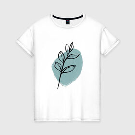 Женская футболка хлопок с принтом Ботаническая абстракция в Санкт-Петербурге, 100% хлопок | прямой крой, круглый вырез горловины, длина до линии бедер, слегка спущенное плечо | абстракция | минимализм | растение | растения | современное искусство