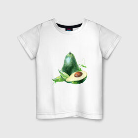 Детская футболка хлопок с принтом акварельное авокадо в Санкт-Петербурге, 100% хлопок | круглый вырез горловины, полуприлегающий силуэт, длина до линии бедер | авокадо | акварель | брызги | веган | вегетарианец | здоровье | зож | правильное питание | рисунок