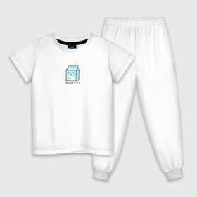 Детская пижама хлопок с принтом Kawaii milk в Санкт-Петербурге, 100% хлопок |  брюки и футболка прямого кроя, без карманов, на брюках мягкая резинка на поясе и по низу штанин
 | kawaii milk | еда | иероглифы | кавайное молоко | милый | япония