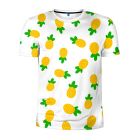 Мужская футболка 3D спортивная с принтом Ананасы  в Санкт-Петербурге, 100% полиэстер с улучшенными характеристиками | приталенный силуэт, круглая горловина, широкие плечи, сужается к линии бедра | ананас | ананасы | фрукты | химии | яркий принт | яркое