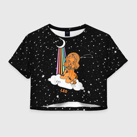 Женская футболка Crop-top 3D с принтом Львица (Знак Зодиака Лев) в Санкт-Петербурге, 100% полиэстер | круглая горловина, длина футболки до линии талии, рукава с отворотами | alien | earth | galaxy | star | астрономия | вселенная | животные | звезда | земля | космос | лев | луна | львица | наса | облака | паттерн | планета | радуга | текстура