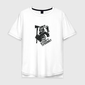 Мужская футболка хлопок Oversize с принтом Im (not) friendly в Санкт-Петербурге, 100% хлопок | свободный крой, круглый ворот, “спинка” длиннее передней части | dayz | дей з | дейзи | зомби | игра | солдат