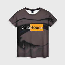 Женская футболка 3D с принтом Clubhouse Pornhub | Клабхаус  в Санкт-Петербурге, 100% полиэфир ( синтетическое хлопкоподобное полотно) | прямой крой, круглый вырез горловины, длина до линии бедер | Тематика изображения на принте: club | clubhouse | house | invite | инвайт | клабхаус | разводы | сеть | социальная