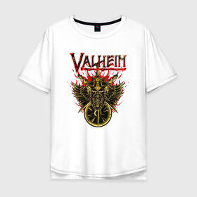 Мужская футболка хлопок Oversize с принтом Valheim в Санкт-Петербурге, 100% хлопок | свободный крой, круглый ворот, “спинка” длиннее передней части | fantasy | mmo | valheim | valve | валхейм | вальхейм | викинги | выживалка | игра | королевская битва | ммо | ролевая игра | фэнтази
