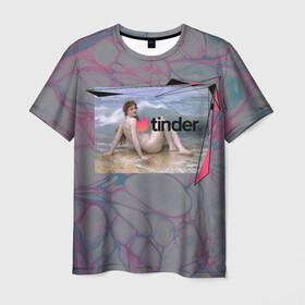 Мужская футболка 3D с принтом Tinder | Тиндер девушка в Санкт-Петербурге, 100% полиэфир | прямой крой, круглый вырез горловины, длина до линии бедер | геометрия | девушка | живопись | знакомства | искусство | картина | тиндер