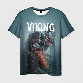 Мужская футболка 3D с принтом Viking в Санкт-Петербурге, 100% полиэфир | прямой крой, круглый вырез горловины, длина до линии бедер | drakkar | valhalla | valheim | viking | vikings | валхэйм | вальгала | вальхала | вальхейм | викинг | викинги | драккар