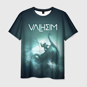 Мужская футболка 3D с принтом Valheim в Санкт-Петербурге, 100% полиэфир | прямой крой, круглый вырез горловины, длина до линии бедер | drakkar | valhalla | valheim | viking | vikings | валхэйм | вальгала | вальхала | вальхейм | викинг | викинги | драккар