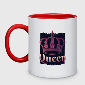 Кружка двухцветная с принтом Queen Королева и корона в Санкт-Петербурге, керамика | объем — 330 мл, диаметр — 80 мм. Цветная ручка и кайма сверху, в некоторых цветах — вся внутренняя часть | 8 марта | chess | crown | gradient | pink | queens gambit | градиент | для девушки | для дочки | для женщины | для жены | его королева | женский день | королевна | моя королева | розовый | ход королевы | царица | шахматы