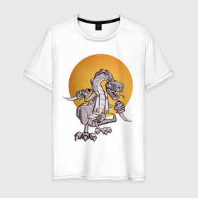 Мужская футболка хлопок с принтом Рептилоид в Санкт-Петербурге, 100% хлопок | прямой крой, круглый вырез горловины, длина до линии бедер, слегка спущенное плечо. | иллюминаты | масоны | теория заговора | юмор | ящер