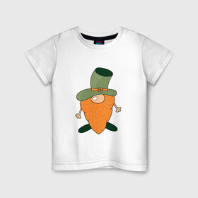 Детская футболка хлопок с принтом Гном - День святого Патрика в Санкт-Петербурге, 100% хлопок | круглый вырез горловины, полуприлегающий силуэт, длина до линии бедер | борода | гном | день святого патрика | зеленый | ирландия | лепрекон | мультяшный | оранжевый | патрик | подарок | символ | смешной | фэнтези | шляпа