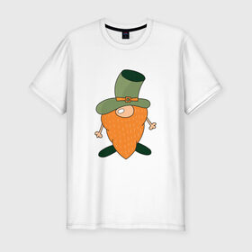 Мужская футболка хлопок Slim с принтом Гном - День святого Патрика в Санкт-Петербурге, 92% хлопок, 8% лайкра | приталенный силуэт, круглый вырез ворота, длина до линии бедра, короткий рукав | борода | гном | день святого патрика | зеленый | ирландия | лепрекон | мультяшный | оранжевый | патрик | подарок | символ | смешной | фэнтези | шляпа