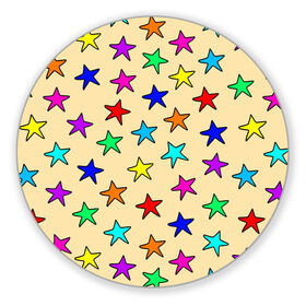 Коврик для мышки круглый с принтом Детские звезды на песке в Санкт-Петербурге, резина и полиэстер | круглая форма, изображение наносится на всю лицевую часть | baby | colorfull | disco | kids | stars | девочкам | детские рисунки | детям | диско | звездочки | звезды | конфетти | лето | малыш | ночные | орнамент | песок | пляж | праздник | радужные | разноцветный узор