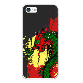 Чехол для iPhone 5/5S матовый с принтом Chinese dragon в Санкт-Петербурге, Силикон | Область печати: задняя сторона чехла, без боковых панелей | dragon | брызги | китайский дракон | монстр | ящерица