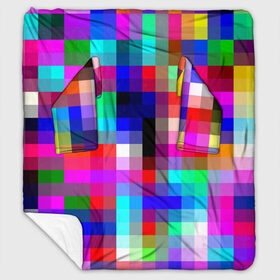 Плед с рукавами с принтом РАЗНОЦВЕТНЫЕ ПИКСЕЛИ / КУБЫ в Санкт-Петербурге, 100% полиэстер | Закругленные углы, все края обработаны. Ткань не мнется и не растягивается. Размер 170*145 | abstraction | cube | geometry | hexagon | neon | paints | stripes | texture | triangle | абстракция | брызги | геометрия | краски | кубы | неон | соты | текстура