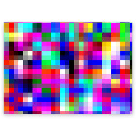 Поздравительная открытка с принтом РАЗНОЦВЕТНЫЕ ПИКСЕЛИ / КУБЫ в Санкт-Петербурге, 100% бумага | плотность бумаги 280 г/м2, матовая, на обратной стороне линовка и место для марки
 | abstraction | cube | geometry | hexagon | neon | paints | stripes | texture | triangle | абстракция | брызги | геометрия | краски | кубы | неон | соты | текстура