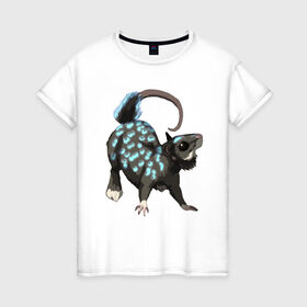 Женская футболка хлопок с принтом персонаж крыса в Санкт-Петербурге, 100% хлопок | прямой крой, круглый вырез горловины, длина до линии бедер, слегка спущенное плечо | вымышленный | крыса | мышь | персонаж | рисунок | свечение