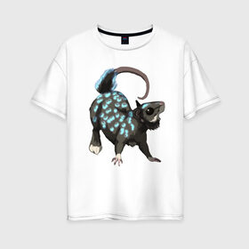 Женская футболка хлопок Oversize с принтом персонаж крыса в Санкт-Петербурге, 100% хлопок | свободный крой, круглый ворот, спущенный рукав, длина до линии бедер
 | вымышленный | крыса | мышь | персонаж | рисунок | свечение