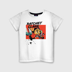 Детская футболка хлопок с принтом Рэтчет и Кланr в Санкт-Петербурге, 100% хлопок | круглый вырез горловины, полуприлегающий силуэт, длина до линии бедер | game | ratchet  clank | галактические рейнджеры | игры | рэтчет и кланr