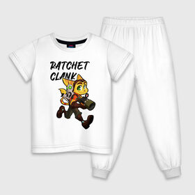Детская пижама хлопок с принтом Ratchet & Clank в Санкт-Петербурге, 100% хлопок |  брюки и футболка прямого кроя, без карманов, на брюках мягкая резинка на поясе и по низу штанин
 | game | ratchet  clank | галактические рейнджеры | игры | рэтчет и кланr