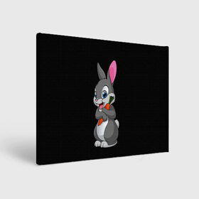 Холст прямоугольный с принтом ЗАЙКА в Санкт-Петербурге, 100% ПВХ |  | Тематика изображения на принте: bunny | cartoon | hare | rabbit | белый | зайчик | заяц | кролик | морковка | мультик | серый