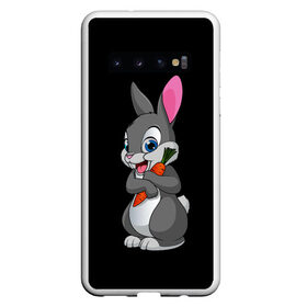Чехол для Samsung Galaxy S10 с принтом ЗАЙКА в Санкт-Петербурге, Силикон | Область печати: задняя сторона чехла, без боковых панелей | Тематика изображения на принте: bunny | cartoon | hare | rabbit | белый | зайчик | заяц | кролик | морковка | мультик | серый