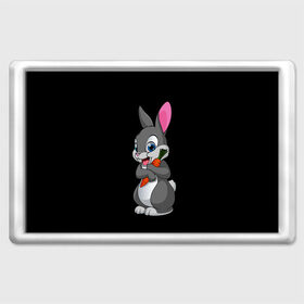 Магнит 45*70 с принтом ЗАЙКА в Санкт-Петербурге, Пластик | Размер: 78*52 мм; Размер печати: 70*45 | Тематика изображения на принте: bunny | cartoon | hare | rabbit | белый | зайчик | заяц | кролик | морковка | мультик | серый