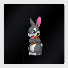Магнитный плакат 3Х3 с принтом ЗАЙКА в Санкт-Петербурге, Полимерный материал с магнитным слоем | 9 деталей размером 9*9 см | Тематика изображения на принте: bunny | cartoon | hare | rabbit | белый | зайчик | заяц | кролик | морковка | мультик | серый