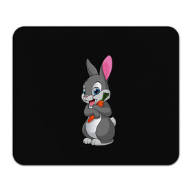 Коврик для мышки прямоугольный с принтом ЗАЙКА в Санкт-Петербурге, натуральный каучук | размер 230 х 185 мм; запечатка лицевой стороны | Тематика изображения на принте: bunny | cartoon | hare | rabbit | белый | зайчик | заяц | кролик | морковка | мультик | серый