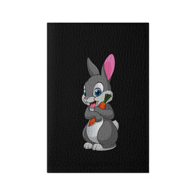 Обложка для паспорта матовая кожа с принтом ЗАЙКА в Санкт-Петербурге, натуральная матовая кожа | размер 19,3 х 13,7 см; прозрачные пластиковые крепления | Тематика изображения на принте: bunny | cartoon | hare | rabbit | белый | зайчик | заяц | кролик | морковка | мультик | серый
