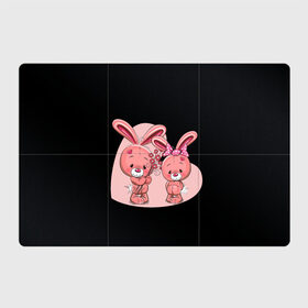 Магнитный плакат 3Х2 с принтом ЗАЙЧИКИ в Санкт-Петербурге, Полимерный материал с магнитным слоем | 6 деталей размером 9*9 см | bunny | cartoon | hare | rabbit | зайка | заяц | кролик | мультик | розовый | цветы